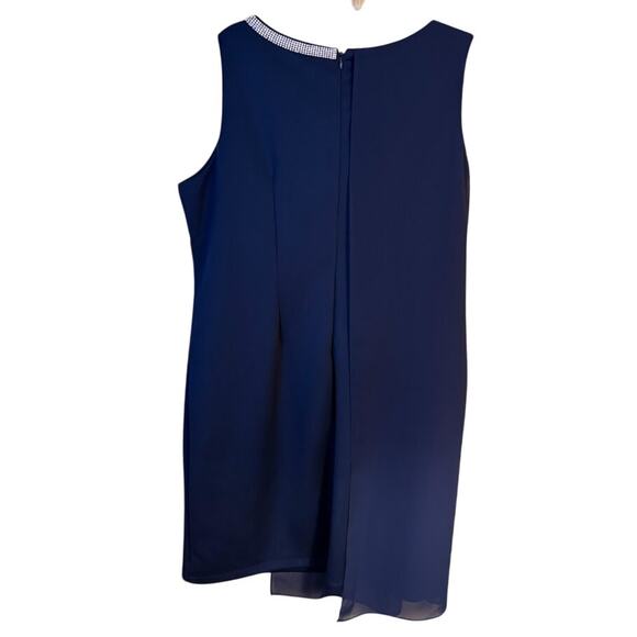 SLNY Fashions Navy Sleeveless Cocktail Dress with Chiffon Overlay Size 18W NWT - Picture 5 of 9